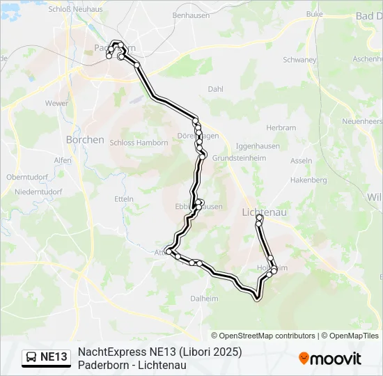 NE13 Bus Line Map