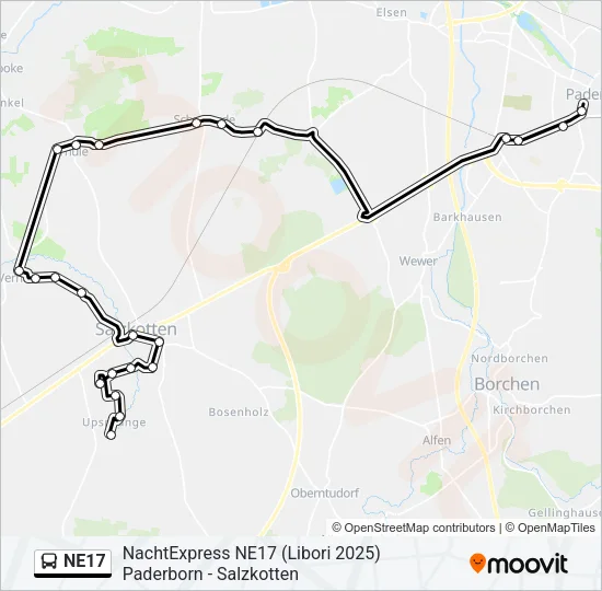 NE17 Bus Line Map