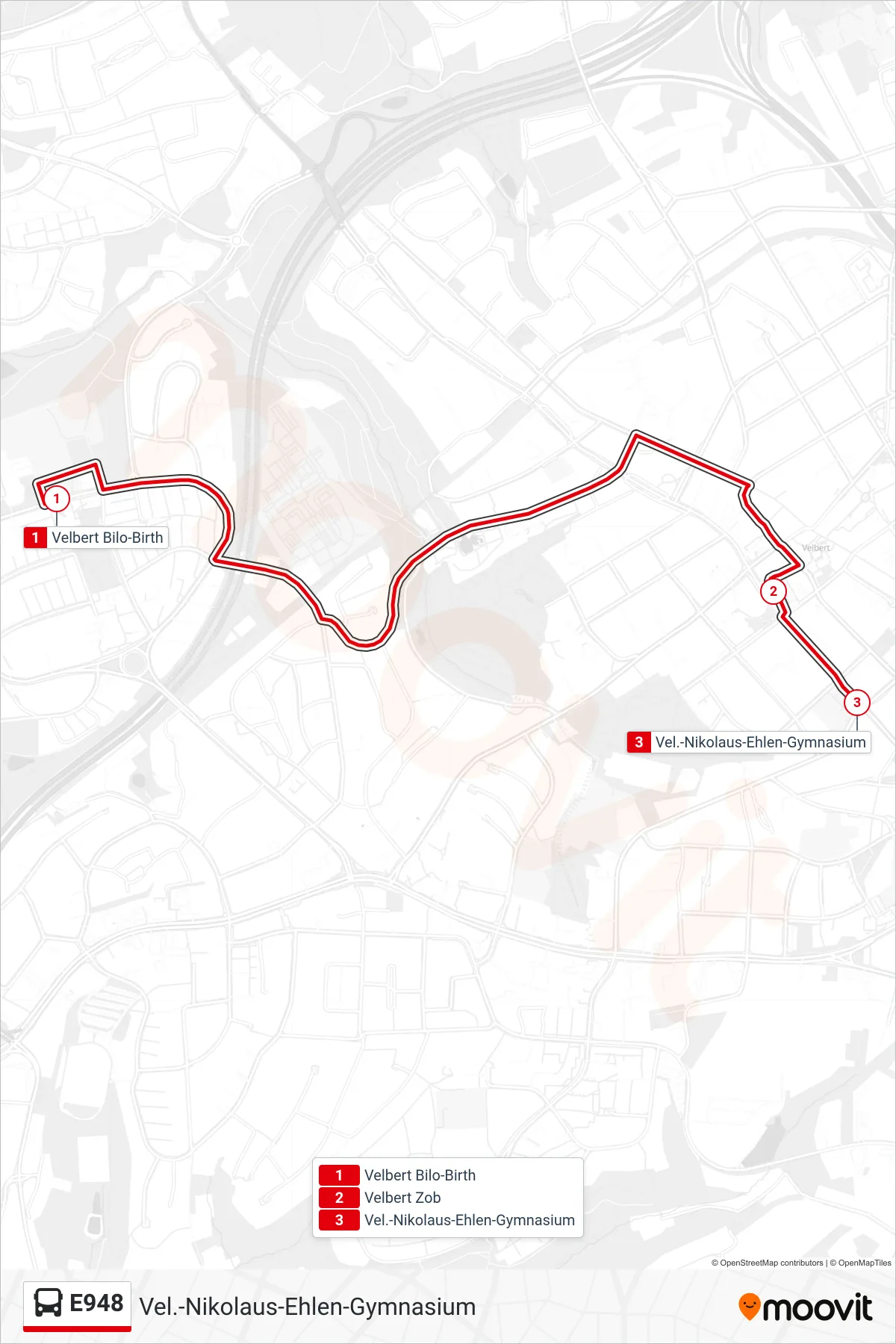 Linie E948 (Bus) Richtung Vel.-Nikolaus-Ehlen-Gymnasium: Route und Haltestellen auf der Karte