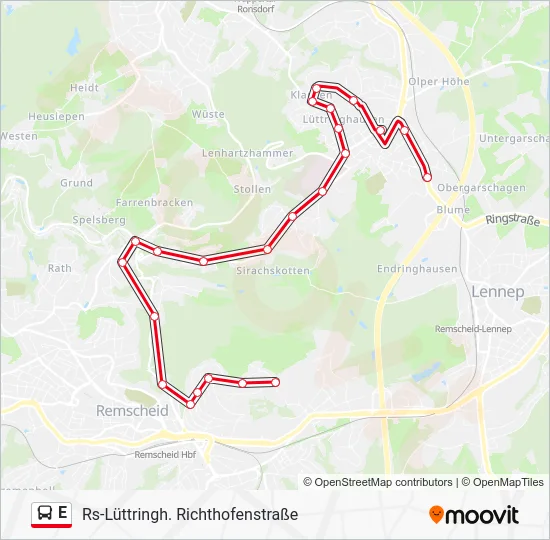 Автобус E: карта маршрута