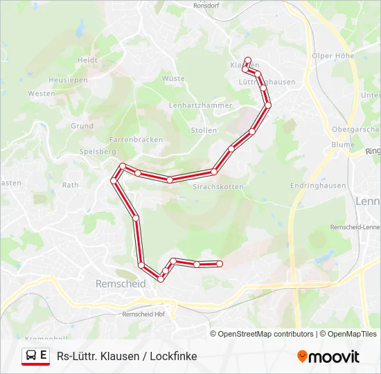 Автобус E: карта маршрута