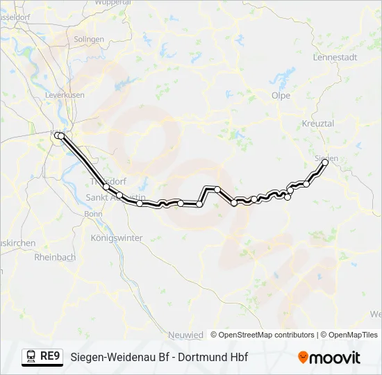 RE9 Train Line Map