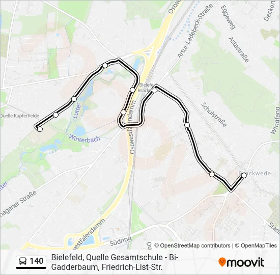 140 Bus Line Map