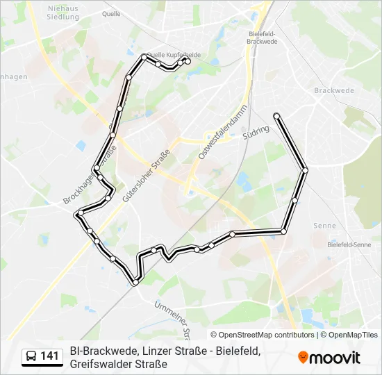 141 Bus Line Map