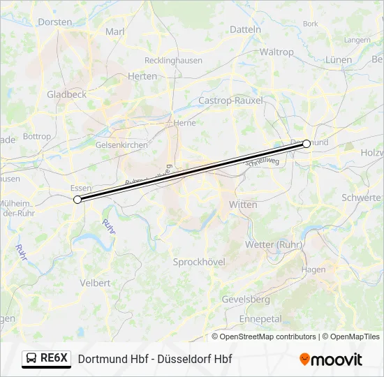 Автобус RE6X: карта маршрута