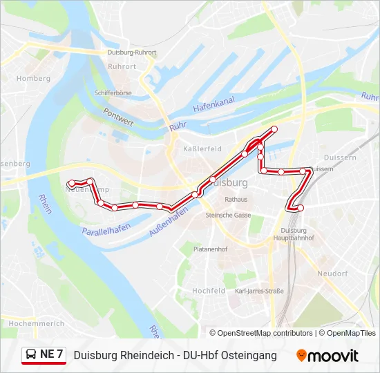 Автобус NE 7: карта маршрута