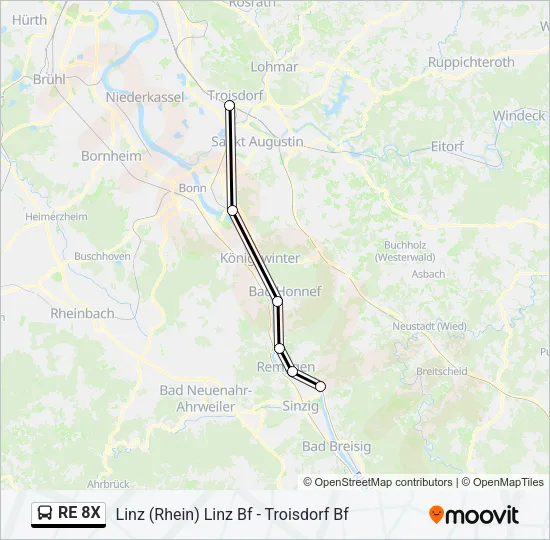 RE 8X Bus Line Map