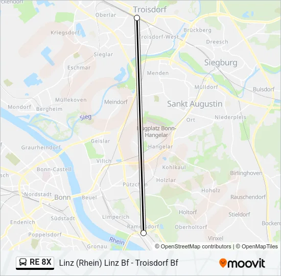 RE 8X Bus Line Map
