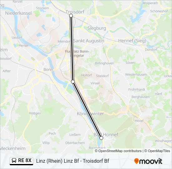 RE 8X Bus Line Map