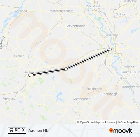 Автобус RE1X: карта маршрута