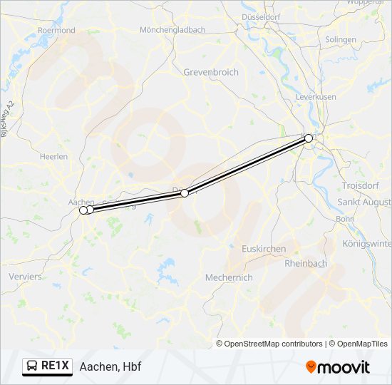 Автобус RE1X: карта маршрута