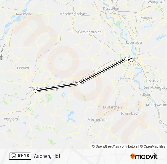 Автобус RE1X: карта маршрута