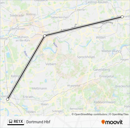 Автобус RE1X: карта маршрута