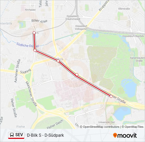 Автобус SEV: карта маршрута