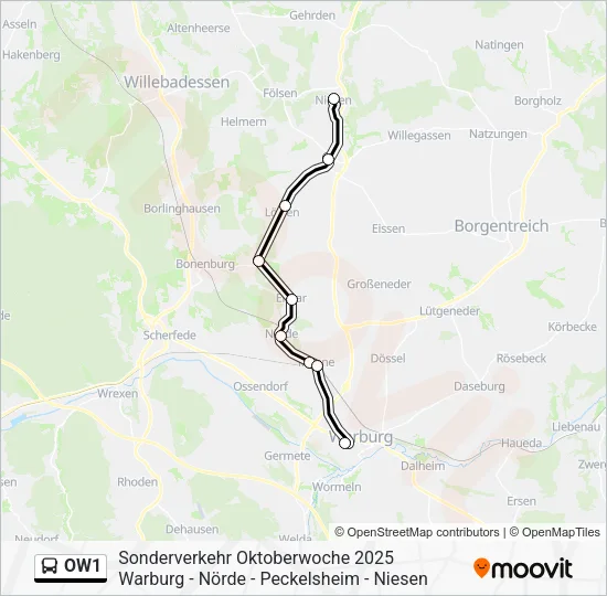 Автобус OW1: карта маршрута