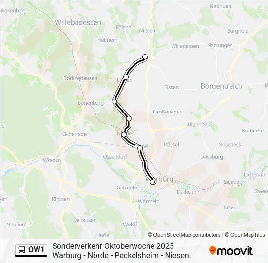 Автобус OW1: карта маршрута