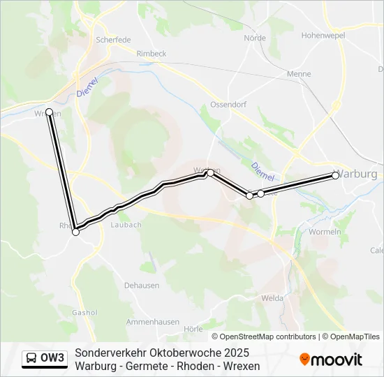 Автобус OW3: карта маршрута