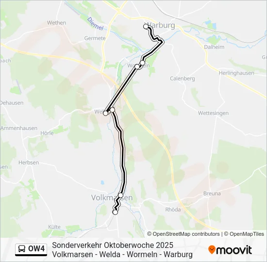 Автобус OW4: карта маршрута