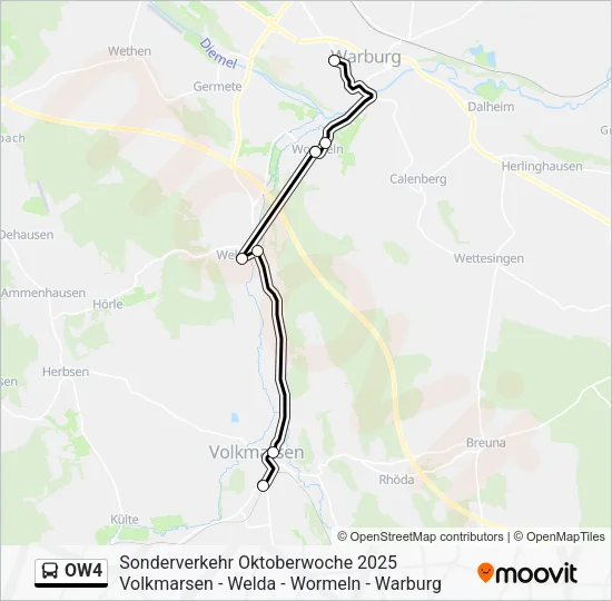 Автобус OW4: карта маршрута