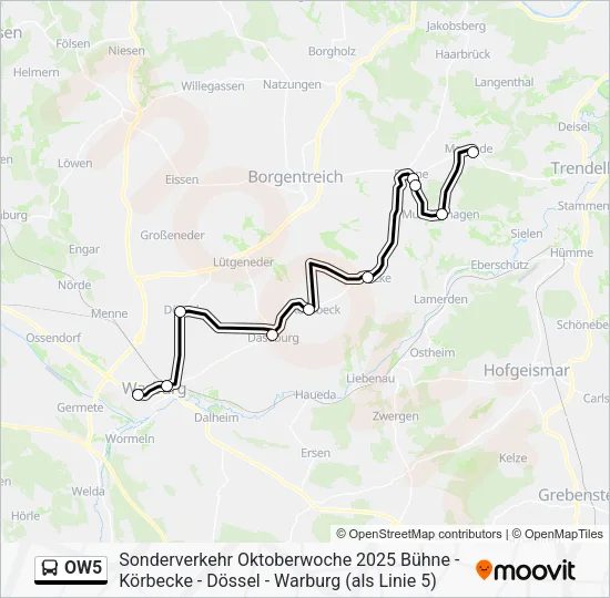 Автобус OW5: карта маршрута