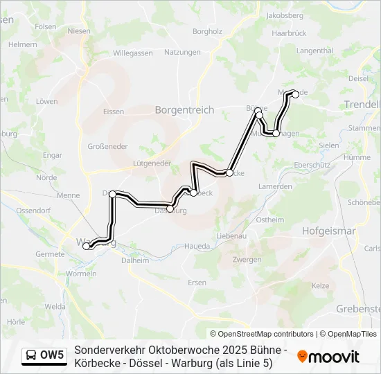 Автобус OW5: карта маршрута