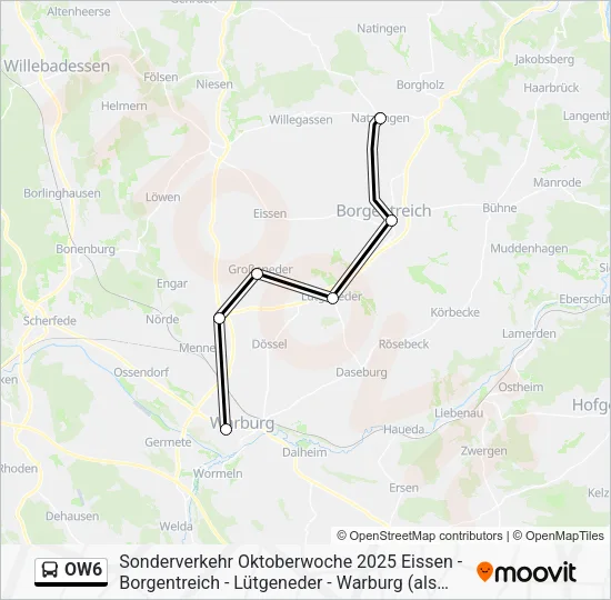 Автобус OW6: карта маршрута