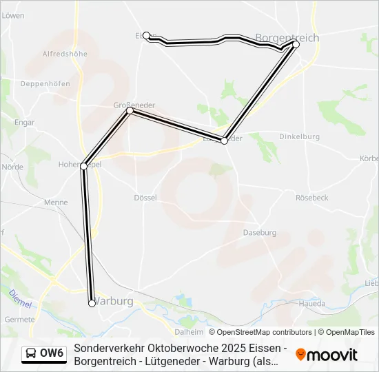 Автобус OW6: карта маршрута