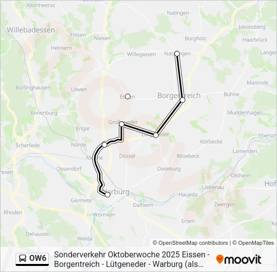Автобус OW6: карта маршрута