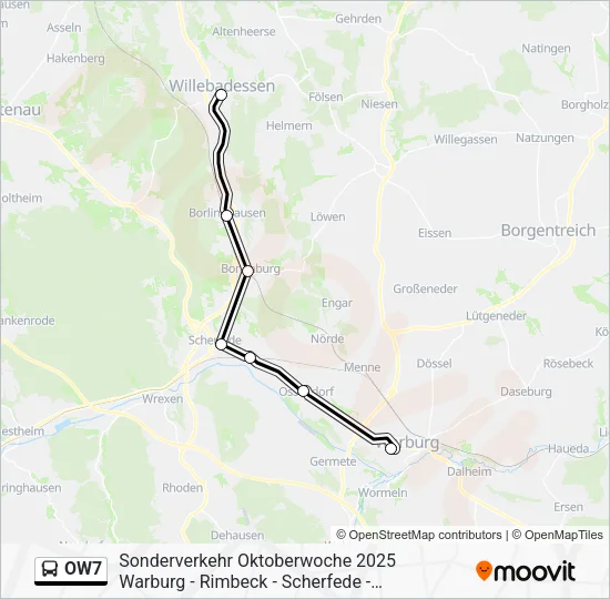 Автобус OW7: карта маршрута