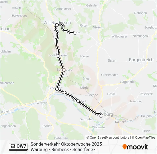 Автобус OW7: карта маршрута