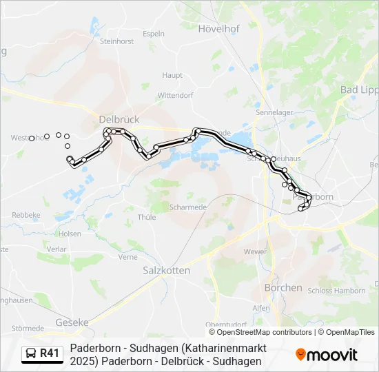 Автобус R41: карта маршрута
