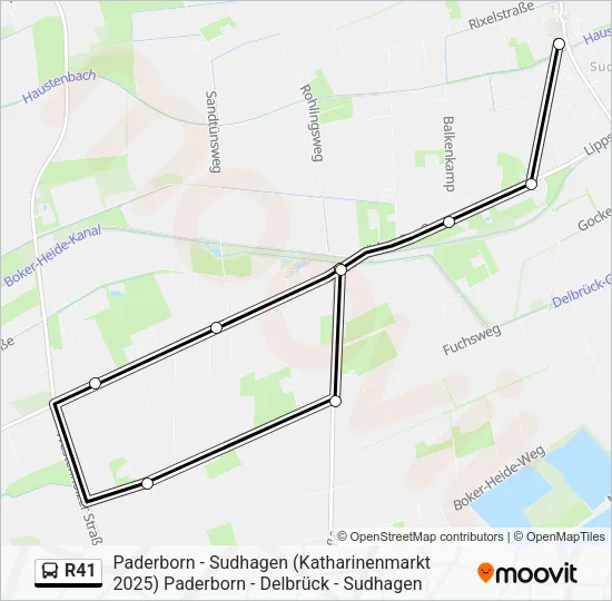 Автобус R41: карта маршрута