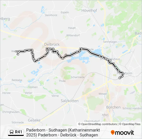 Автобус R41: карта маршрута