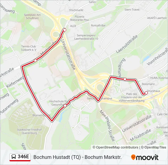346E Bus Line Map