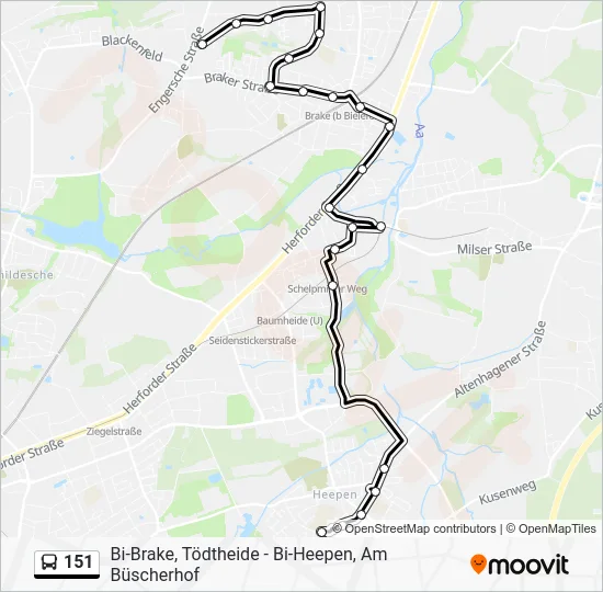 Автобус 151: карта маршрута