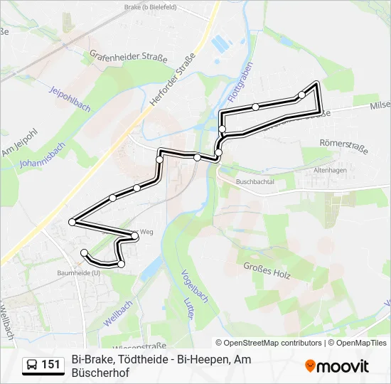 Автобус 151: карта маршрута