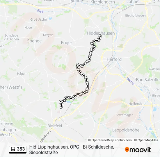 Автобус 353: карта маршрута