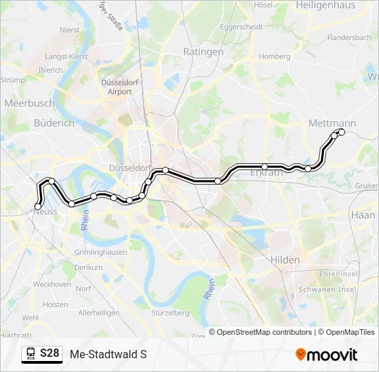 Поезд S28: карта маршрута