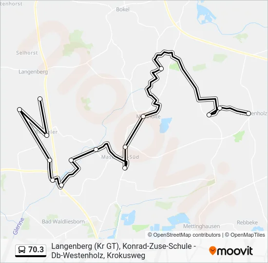 Автобус 70.3: карта маршрута
