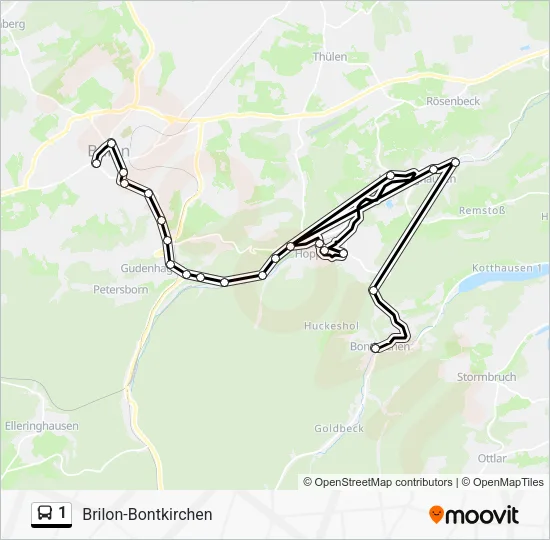 Автобус 1: карта маршрута