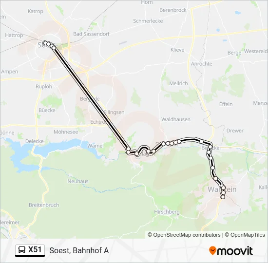 Автобус X51: карта маршрута