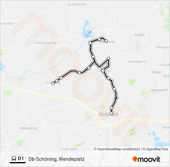 Автобус D1: карта маршрута