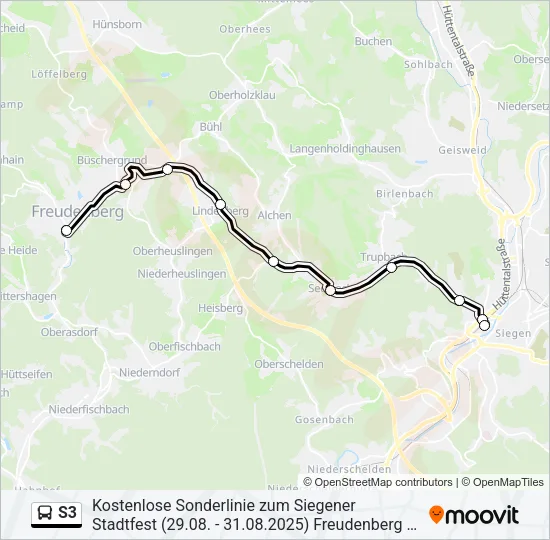 Автобус S3: карта маршрута