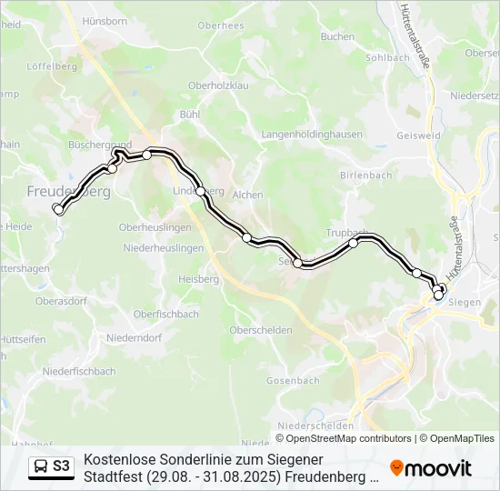 Автобус S3: карта маршрута