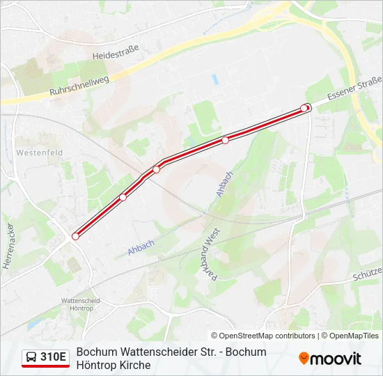 Автобус 310E: карта маршрута
