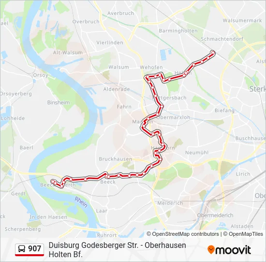 Автобус 907: карта маршрута