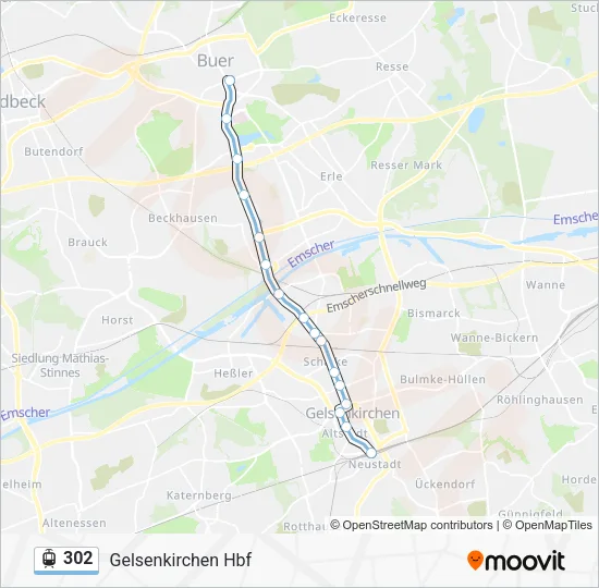 Трамвай 302: карта маршрута