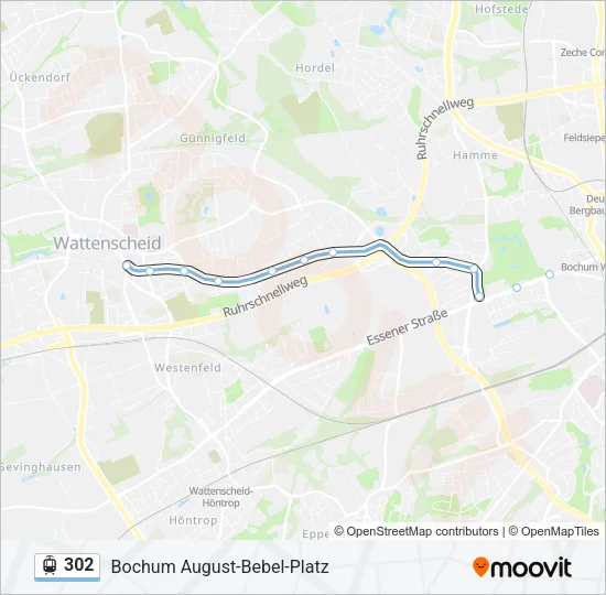 Трамвай 302: карта маршрута