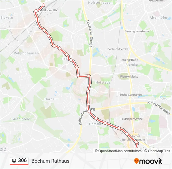 Трамвай 306: карта маршрута