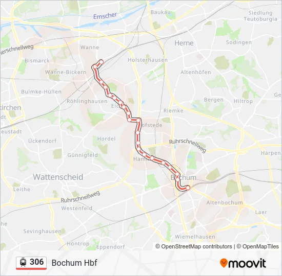 Трамвай 306: карта маршрута